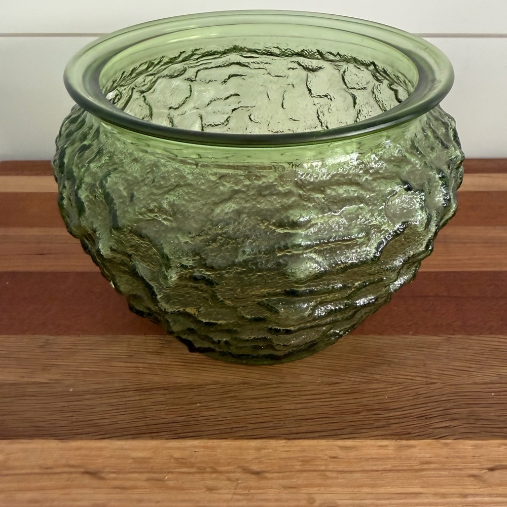 Vintage E.O. Brody Crinkle Vase Green
